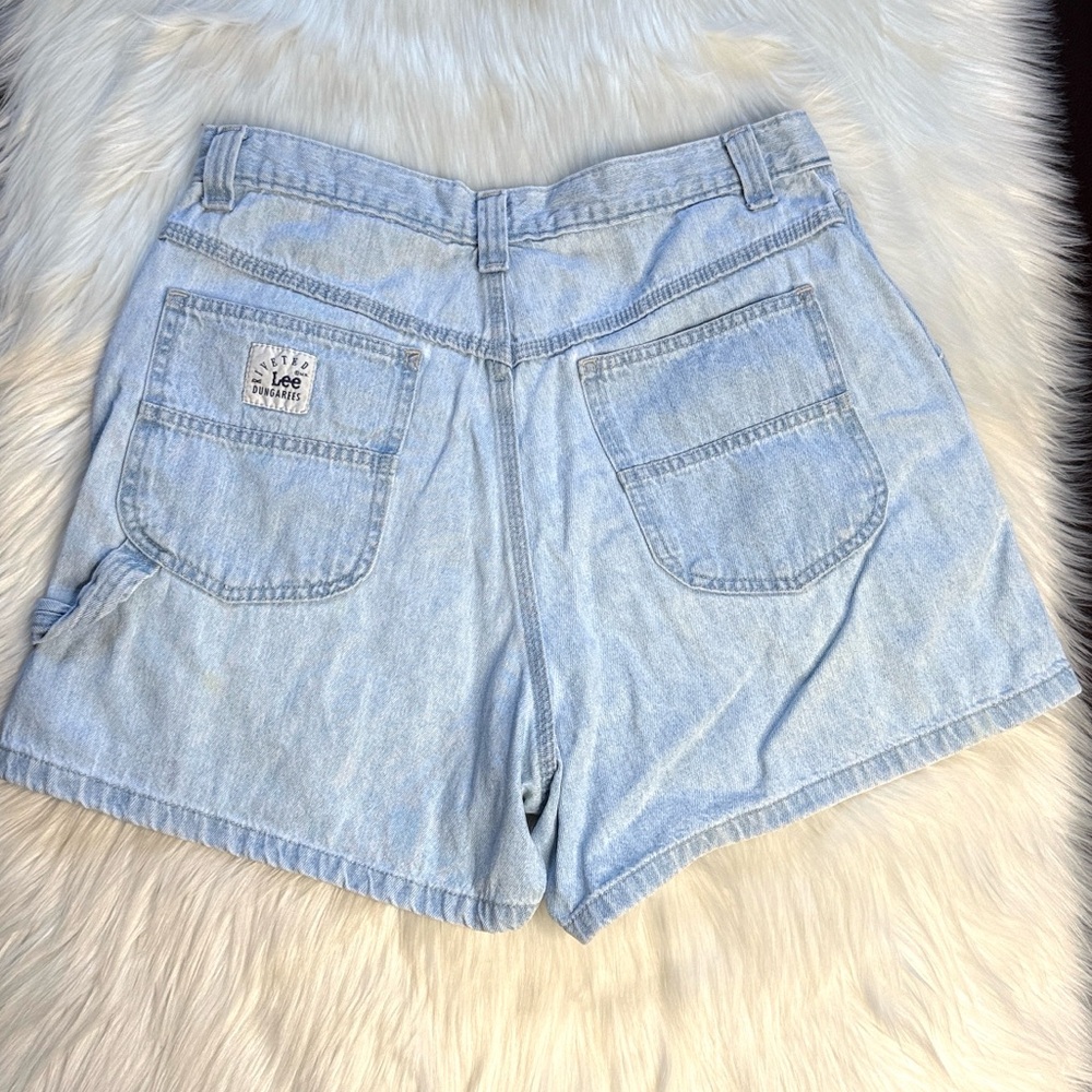 Lee Vintage Riveted Dungarees Light Wash Denim Carpenter Shorts - Picture 5 of 6